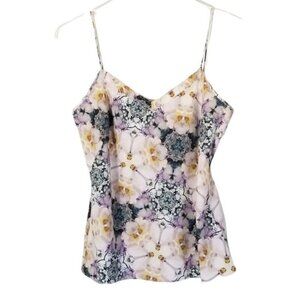 TED BAKER Cynaria Scallop Edge Cami Orchid Floral Kaleidoscope Print Medium NWOT